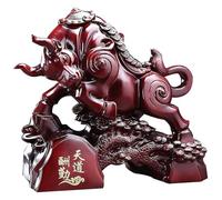 YUZDNM Decoración del hogar Adornos de Escultura - Estatua de Toro y Oso Oficina de Ganado Escultura de Toro de Wall Street para Buena Suerte y Riqueza Bronce Rojo 18x24x15cm
