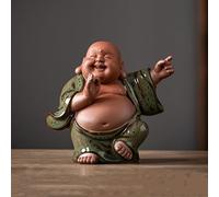 YUZDNM Estatua de Buda Sonriente, Figura de Buda de cerámica Bailando Feliz para la Salud y la Riqueza, 10,9 cm de Alto, Estatua de Buda Maitreya para decoración del hogar, Oficina y Coche(#5)