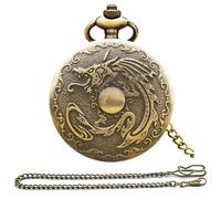 YUZDNM Reloj de Bolsillo de Cuarzo con diseño de dragón, números Romanos y Cadena. Regalos de cumpleaños para el Día del Padre(#5)