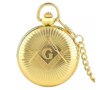 YUZDNM Reloj de Bolsillo P de Lujo con temática masónica de la masonería, de aleación de Cuarzo, con Cadena de 30 cm, Hombres(Gold)