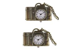 YUZDNM Reloj de Bolsillo único con Colgante en Forma de cámara, relojs de Bolsillos de Cuarzo, Collar con Colgante de Moda, Relojes para fotógrafos y Amigos(2pcs)