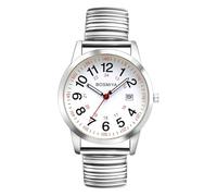 YUZDNM Reloj de Pulsera Redondo de Cuarzo para Hombre con Esfera Grande y fácil Lectura, Correa elástica en Tono Dorado/Plateado(Silver)