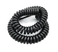 YUZGUHEY Cable en Espiral, de alimentación 2 núcleos 14 AWG a 24 expandible Resorte Negro Extensión telescópica 0,5 a 7, Metros(2 Core 24awg,Line Length 5 Meter)