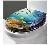 YUZGUHEY Heavy-Duty Soft Close Toilet Lid Oval Shape, Multi-Color Environmentally Friendly Resin Seat Adjustable Hinges Bathroom Accessory(The Underwater World)