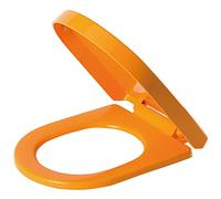 YUZGUHEY Toilet Seat Slow Soft Close with Quick Release, Durable Plastic（Polypropylene） Material Easy to Clean for Bathroom Washroom Home, D Shaped - Top Fix(Orange)