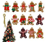 YUZHEDM 12 Piezas Muñeco de Jengibre Adornos Arbol Navidad, Gingerbread Man Adornos Navidad Casa, Adecuado para Árboles, Bolsas de Regalo, Coronas Navideñas, Puertas y Ventanas