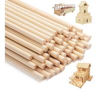 YUZHEDM 150 Palitos de Madera de Bambú de 6mm x 30cm para Manualidades, Varillas Cilíndricas Naturales para Maquetas y Proyectos Escolares, Palos Redondos para Algodón de Azúcar y Helados