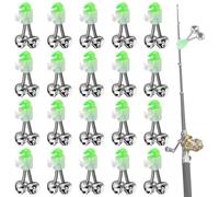 YUZHEDM 20 Piezas Avisador de Picada Pesca Campana de Pesca, Pesca Accesorios Diseño con Clip Rosca Campanas Dobles Alarma Picada Verde Ideal para Estanques Lagos Ríos Playas Arroyos Barcos Nocturna