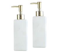 YUZHEDM 350ml Dispensador Jabon Blanco 2 DispensadorJabón Cristal Dispensador de Jabón Cuadrado, dispensador Bomba Recargable para Lavar a Mano para Soap Liquid Champu Gel Ducha para Baño Cocina