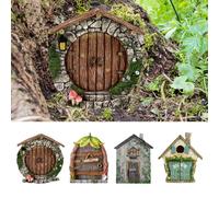 YUZHEDM 4 Piezas 2D Puerta de Hadas para Pared Puerta de Gnomo Boj Puerta Elfo Navidad Pequeño y Exquisito Puerta Elfos Adecuado para Jardines Estanterías y como Campanillas de Viento