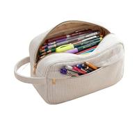 YUZHEDM - Estuche escolar para lápices, con cremallera en lienzo, para oficina, para estudiantes universitarios y niñas, niños adolescentes, blanco, Clásico