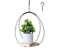 YUZHEDM Macetas Colgantes 30 * 30cm Maceta Colgante con Base de Madera con Ganchos Juego Macetero Colgante con Base de Madera Maceta Colgante se Puede Colgar en el Techo Balcón（Negro）