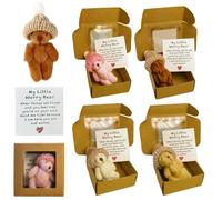YuzheDM - Mini peluche de peluche personalizado, oso de peluche, pequeño oso de bolsillo, en una caja con tarjeta de ánimo, ideal para sorpresa y amigos y muñecas, con tarjeta positiva