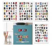 YUZHEDM Pegatinas Letras 4 Hojas de 10 * 14 cm, Autoadhesivas Pegatinas Impermeables, Pegatina de Letras en Inglés Multicolor Adhesivas Adecuadas Para Cuadernos, etc.