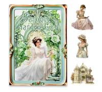 YUZHEKJ Libro de Pegatinas Pasos de Baile de Jade Serie Chica de Jardín Victoriano Barroco, 20 Hojas de Pegatinas PET Impermeables para Scrapbooking, Diarios Basura, Decoraciones y Bricolaje (verde)