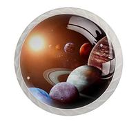Yuzheng Tiradores De Muebles Tirador De Puerta Redondo Perilla del Cajón Perillas De Gabinete para Oficina Casa 4Pcs Planetas del Universo 3.5x2.8cm