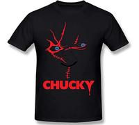 YuZhong Chucky Logo Men's Basic Super Soft Cotton T-Shirt Summer Black XL