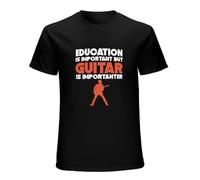 YuZhong Education Is Important But Guitar Is Importanter Funny Mens T Shirt 100% Cotton Black L