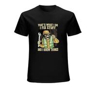 YuZhong I Fix Stuff and I Know Things That's What I Do Funny Skvll T-Shirt Gift Men Black S