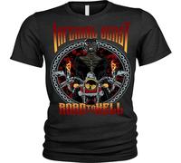 YuZhong Infernal Beast Mens T Shirt 100% Cotton Biker Road To Hell T-Shirt 100% Cotton Unisex Men Black M