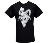 YuZhong Mens Baphomet T-Shirt Pentagram Satanic Goat Gothic Demonic Occult Black XXL