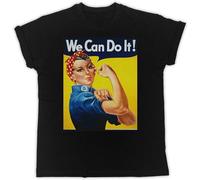YuZhong We Can Do It Poster T-Shirt Mens Black Unisex Tees Black M