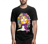 YuZhong Whitney-Houston Mens Men's Pop Short Sleeves T Shirt Tees Cotton Shirt Black XL