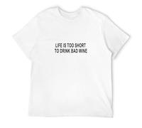 YuZhong Wine Shirt T Shirt Life Is Too Short To Drink Bad Wine Cotton Shirt Men's White XXL