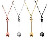 YuZhou Juego de collar de cuchara, mini abalorios, collar de cuchara pequeña, cucharadita, colgante de corona de metal, cadena larga, suministros para el hogar, para mujeres y niñas, regalo de fiesta