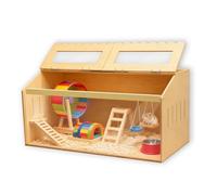 YUZINO Jaula de Madera para hámster, Jaula Grande para hámster con Parte Superior Que se Puede Abrir, 80 x 40 x 40 cm, jaulas Transparente para Enano, para al Aire Libre