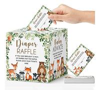 Yuzioey Woodland - Boletos para rifa de pañales y consejos para bebés, boletos de caja de juego de rifa de pañales de Woodland Forest, boletos de rifa de pañales para baby shower neutro de género