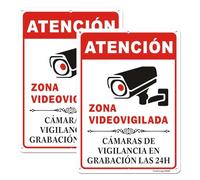 Yuzkouge Plaque de Señalización Zone Videovigilada - Pack de 2, 25x18 cm, Aluminio Inoxidable para Propiedad Privada, Resistente al Clima, Anti-Desgaste por Sol y Fácil Instalación