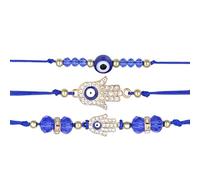 YUZNA 3 Piezas Pulsera Ojo del Diablo，Pulsera Hilo Pulsera Mal de Ojo para Protección y Buena Suerte, Amuleto del Kabbalah, Pulsera Ajustable para Parejas, Hombre, Mujer