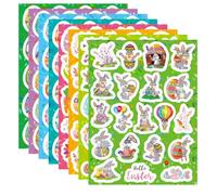 YUZNA 8 Hojas de Pegatinas de Pascua para Niños - Adorables Pegatinas de Conejitos y Pollitos - Pegatinas de Huevos de Pascua para Regalos, Tarjetas, Decoración y Manualidades