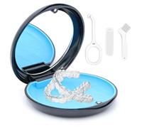 YUZNA Funda para Invisalign y Retenedores, Caja para Férula Dental con Herramientas de Extracción, Aligner Chewies, Cepillo, Compartimento Interior de Silicona Extraíble (Negro)