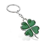 YUZNA Llavero de trébol como amuleto de la suerte (1 pieza),con diseño de cuatro hojas,llaveros para parejas,regalos para novio,llavero de amor y buena suerte,regalo cálido para el hogar (verde)