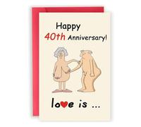YUZNA Tarjeta felicitación aniversario pareja,40 aniversario de boda,tarjeta postal regalo para novios,boda de oro plata bronce,con sobre (Aniversario)