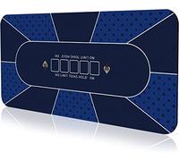 YUZPKRSI Tapete de Poker 180 x 90 cm, 8 Player Portable Rubber Texas Hold'em Poker Table Top Layout w/Carrying Bag to Play Cards, Poker Games, Blackjack, Casino (Azul Rectangular)
