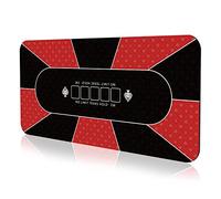 YUZPKRSI Tapete de Poker 180 x 90 cm, 8 Player Portable Rubber Texas Hold'em Poker Table Top Layout w/Carrying Bag to Play Cards, Poker Games, Blackjack, Casino (Rojo Rectangular)