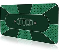 YUZPKRSI Tapete de Poker 180 x 90 cm, 8 Player Portable Rubber Texas Hold'em Poker Table Top Layout w/Carrying Bag to Play Cards, Poker Games, Blackjack, Casino (Verde Rectangular)