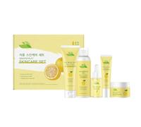 Yuzu - Juego de rutina facial hidratante, hidratante profunda, calmante, fortalece la barrera de la piel, incluye set de cuidado facial (amarillo, 21 x 5 x 13,5 cm)