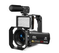 YVAAASIYC Cámara de Video 4K Ultra HD, videocámara DV WiFi 30 MP, cámara Digital con rotación 270 Grados, Pantalla táctil y Zoom 16X(Lens Microphone)
