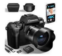 YVAAASIYC Cámara Digital for fotografía, cámara de vlogging 4K 64 MP con WiFi, Flash, Parasol, Frontal y Trasera, Pantalla táctil 4 Pulgadas