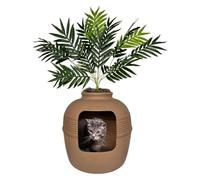 YVAAASIYC Kit de Base for Caja Arena Oculta, Mueble for macetas for Gatos Redondo y Cerrado con Planta Artificial, Sistema Filtro carbón ventilación Capucha for Eliminar olores(Caribbean Blue)