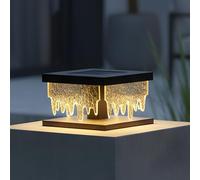 YVAMNAD Lámparas Solares para Postes Modernas Lámparas Solares para Exteriores Lámparas Pilar Farola Negra con Control Remoto Impermeable para Paisaje Patio Cerca Terraza, Portón Patio Buzón Linterna