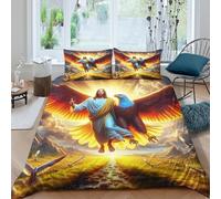 YVASPQRTW Alas del Águila de Jesús Segunda Venida Conjunto De Edredón 3D Anti Bolas Cierre Oculto Decoración de Segunda Venida para Niños Dormitorio Moderno Regalo Ideal King（220x240cm）