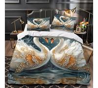 YVASPQRTW Amor de Cisne 3D Impresión Funda de edredón 3pz Microfibra Cremallera Oculta Ilustración romántica de fantasía Edredón Funda 2 Fundas Ligera Decoración habitación niños Double（200x200cm）