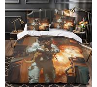 YVASPQRTW Astronauta sosteniendo a un Perro 3D Impresión Funda de edredón 3pz Microfibra Ligera Explosión de Ciencia ficción en la Cocina Edredón Funda 2 Fundas fácil Cuidado Familia Invitados