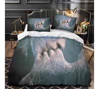 YVASPQRTW Beso romántico 3D Impresión Edredón Funda 3pz Microfibra Transpirable Resumen Digital Funda de edredón 2 Fundas antidesvanecimiento Decoración Familia Single (135x200cm)