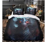 YVASPQRTW Cabeza de dragón 3D Impresión Funda de edredón 3pz Microfibra Antimanchas Criatura de fantasía Edredón Funda 2 Fundas Lavable a máquina Chicos Chicas Single（140x200cm）